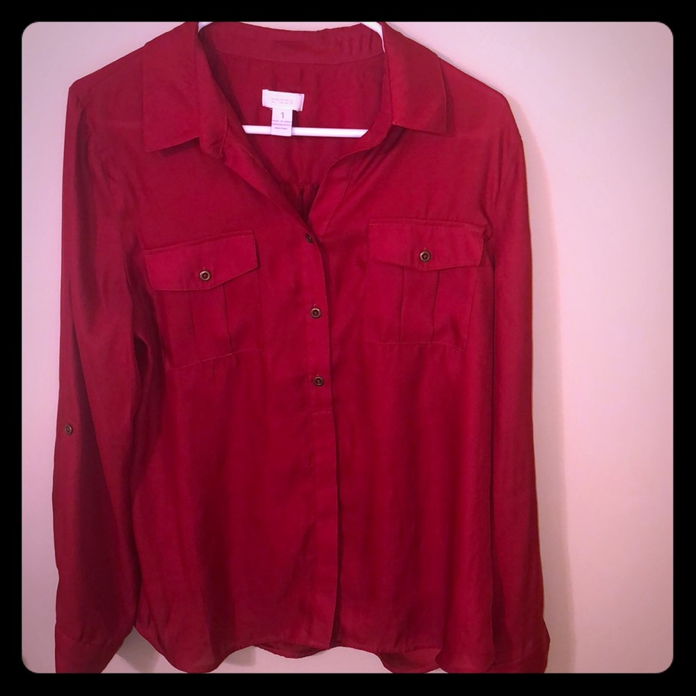 Deep red button down blouse